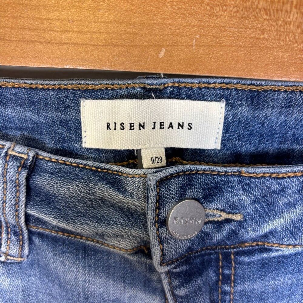 Risen Jeans High Waisted Wide Leg Raw Hem Jeans Size 29 - Picture 5 of 9